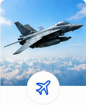 Aerospace and defence aircraft using RF communication systems and antennas