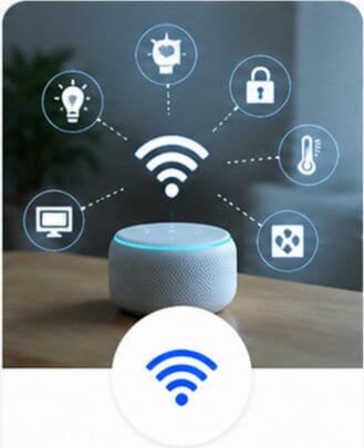 IoT smart devices connected through wireless RF communication technology