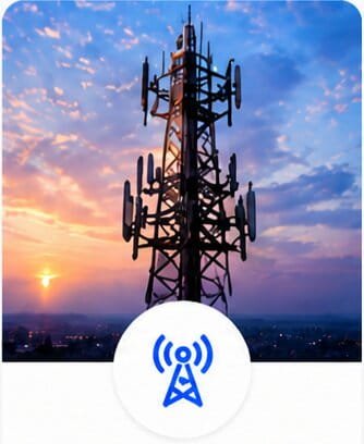 Telecom infrastructure tower with RF antenna for wireless communication in India